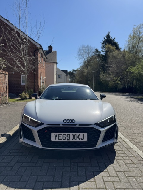 Audi R8 front view in sunlight