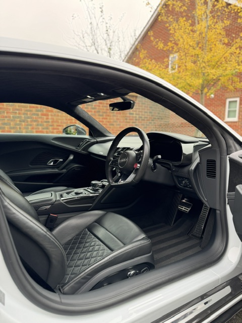 Audi R8 interior with diamond-stitched seats